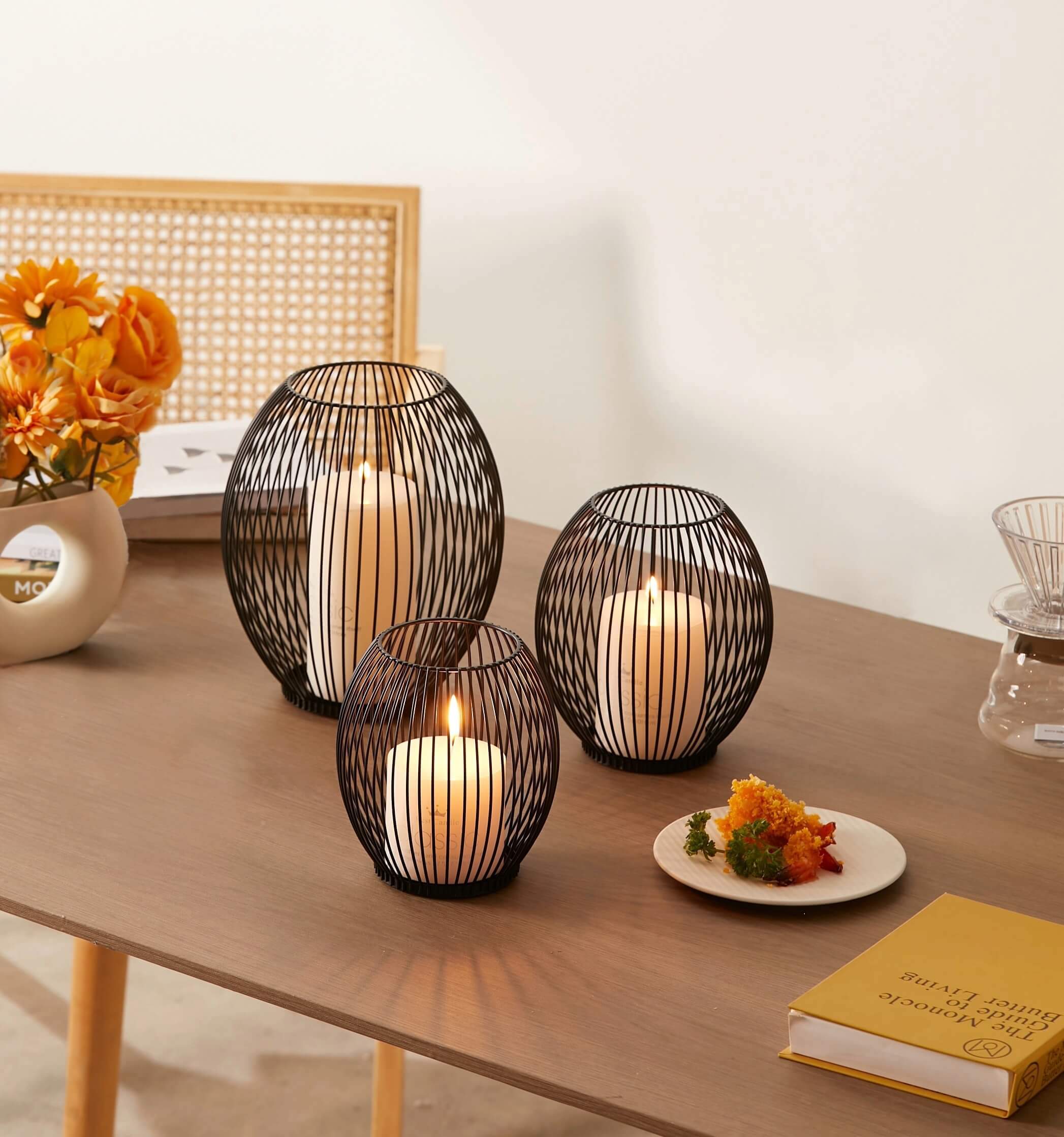 Set of Medium & Small Black Candle Holder OLEEK Store